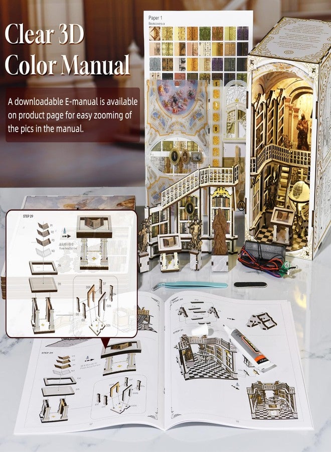 MiniCity Book Nook Kit, DIY Miniature Dollhouse Booknook Kit, 3D Wooden Puzzle Bookend Bookshelf Insert Decor with LED Light for Teens and Adults (Library of Gods) - Image 5